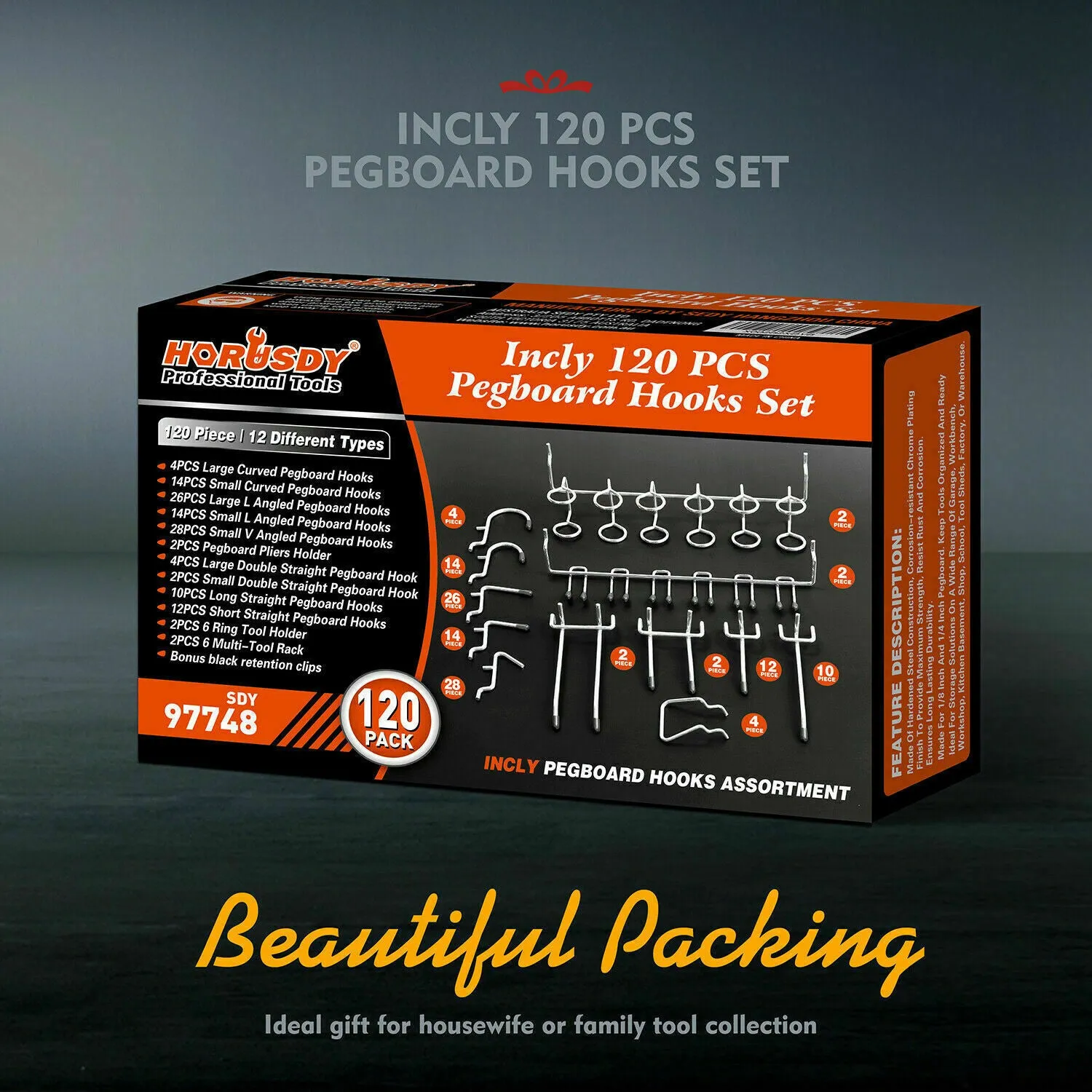120Pc Pegboard Hooks Set - Versatile Slat Wall Hangers for Garage and Shop Organization