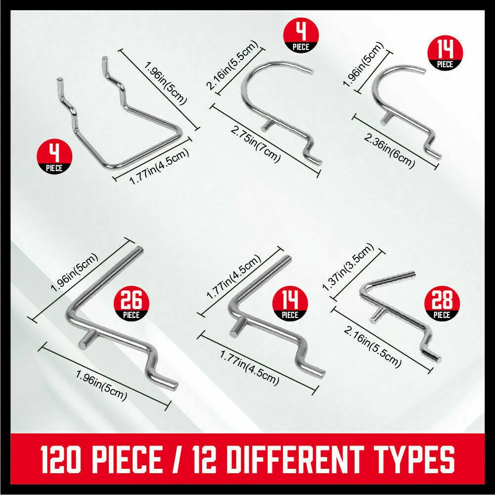 120Pc Pegboard Hooks Set - Versatile Slat Wall Hangers for Garage and Shop Organization