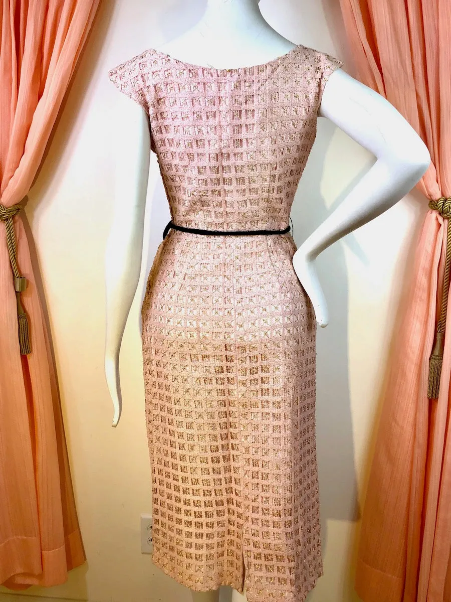 1950's Woven Cocktail Dress with Roses