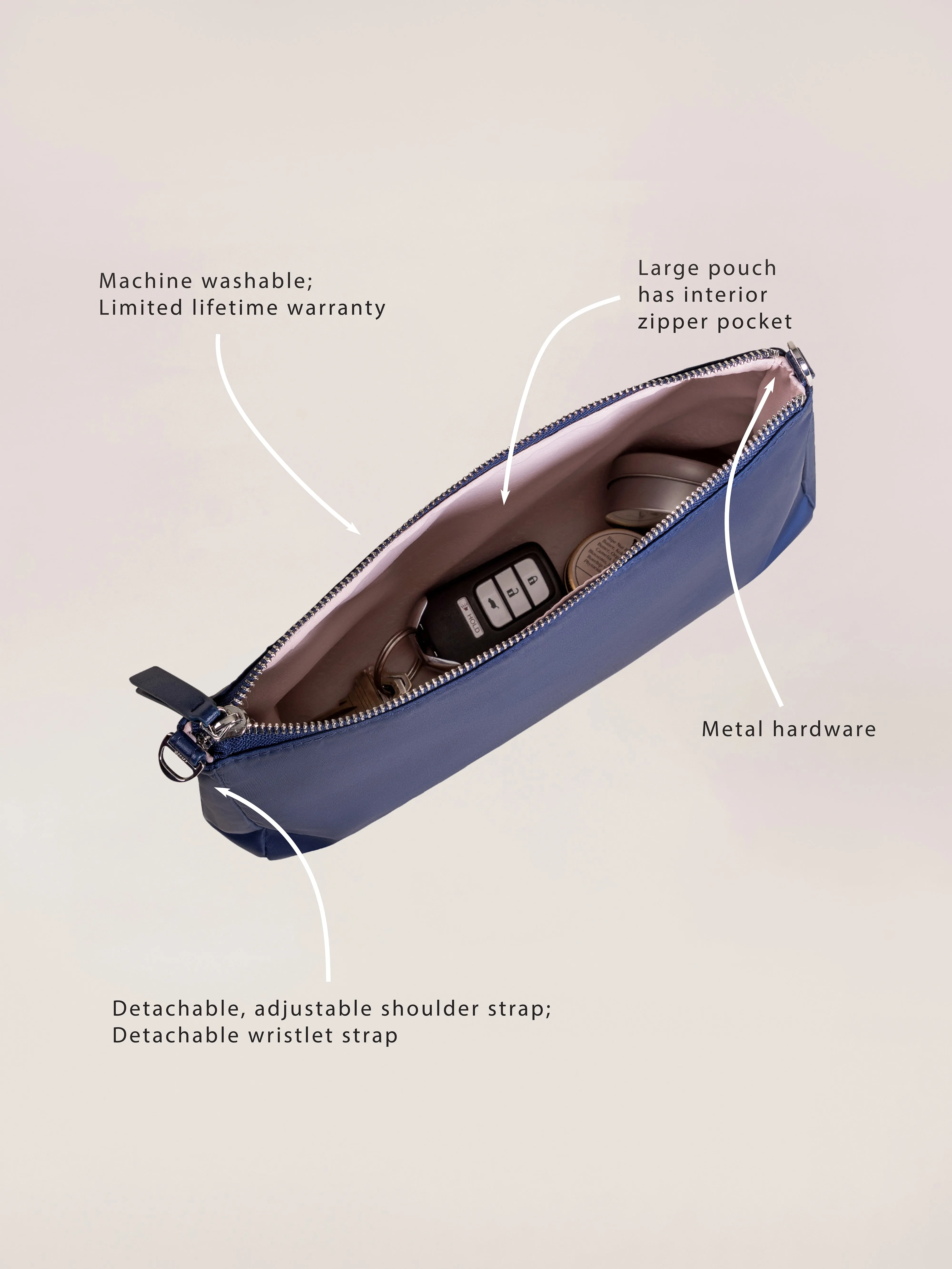 3 Piece Pouch Clutch Purse Set | Navy
