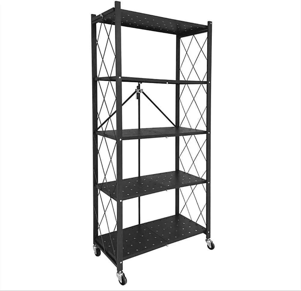 5-Layer Foldable Storage Rack – Heavy Duty Steel Organizer, Installation-Free, Large Capacity Storage Shelf