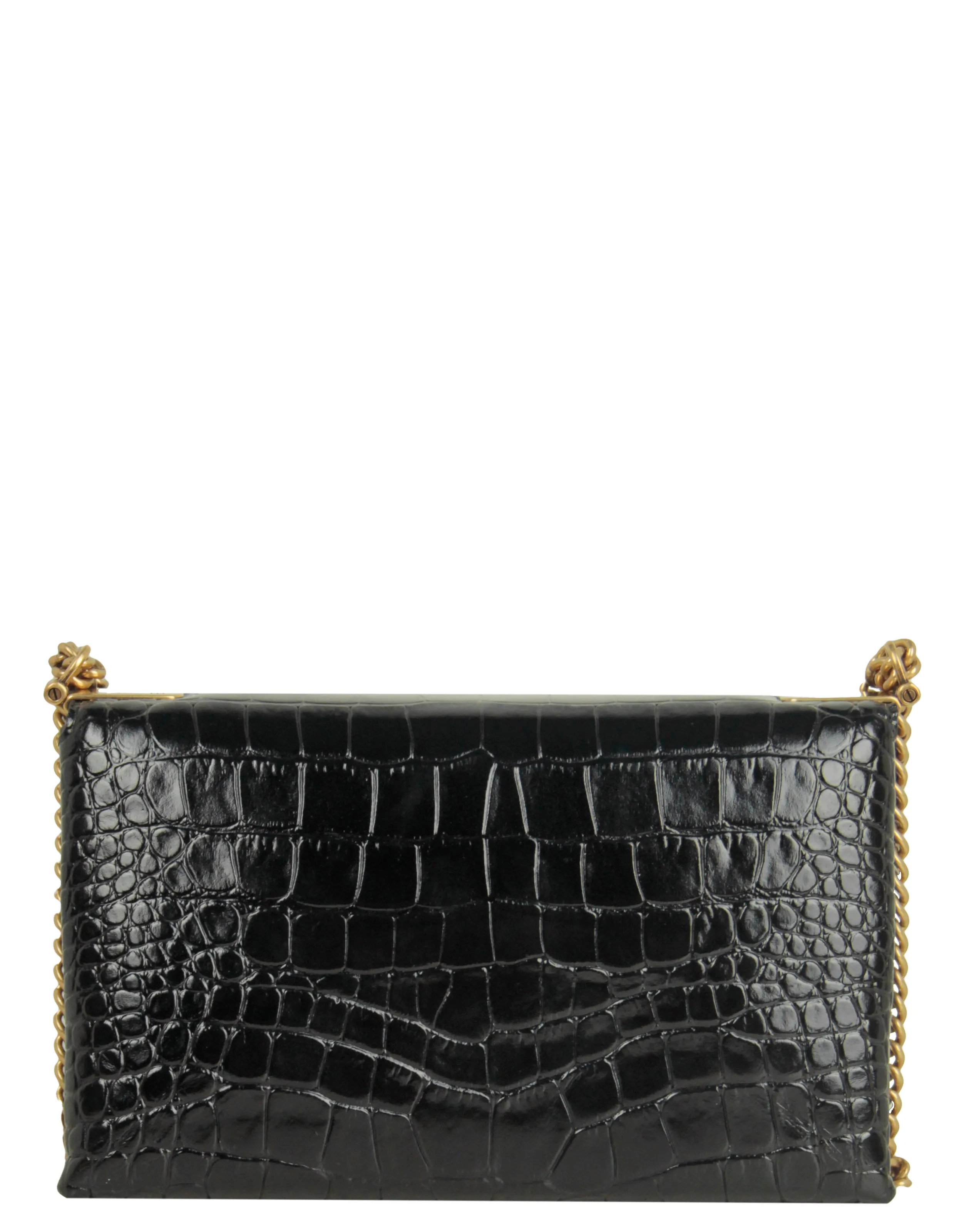 Balenciaga Black Embossed Crocodile Small Triplet Shoulder Bag