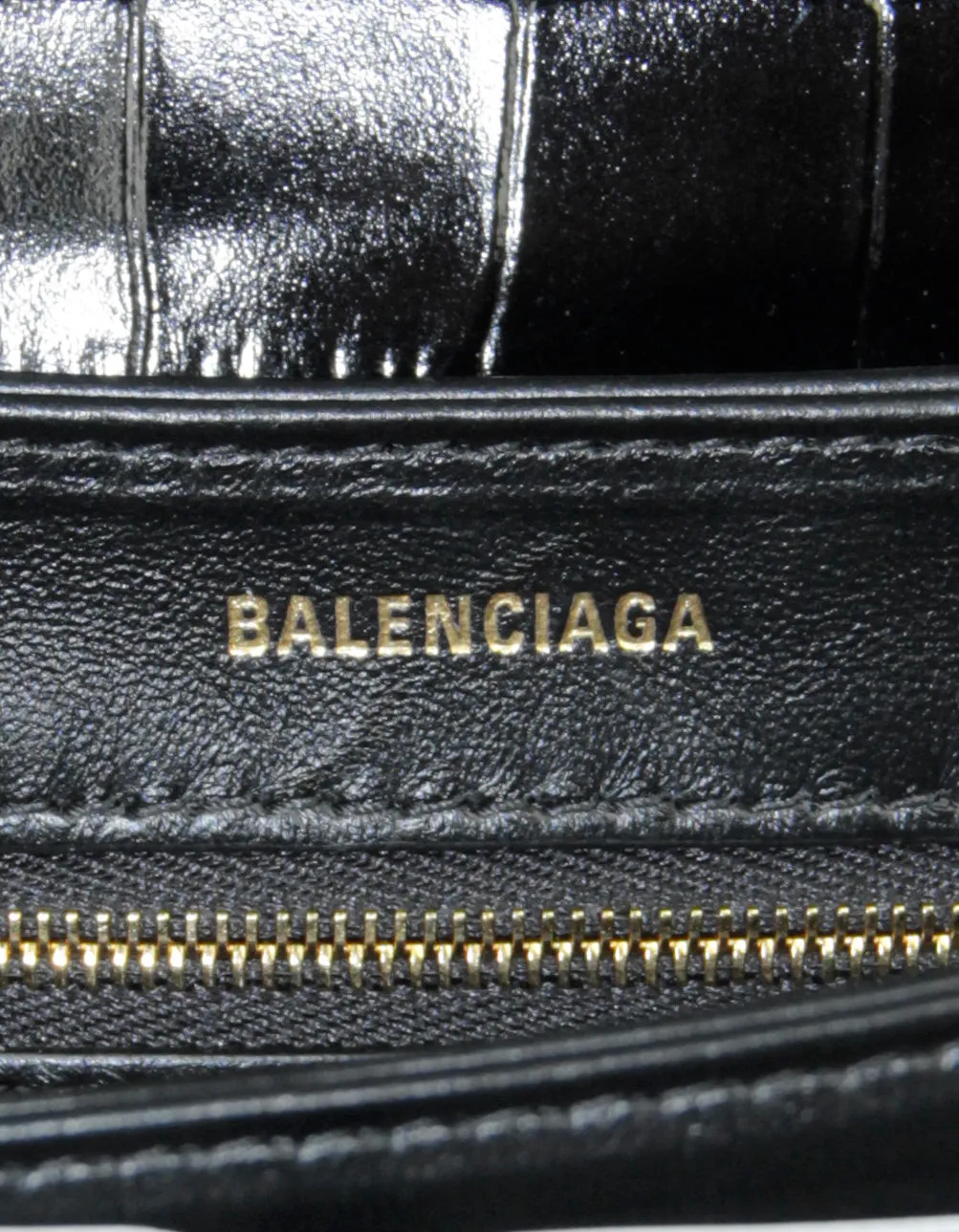 Balenciaga Black Embossed Crocodile Small Triplet Shoulder Bag
