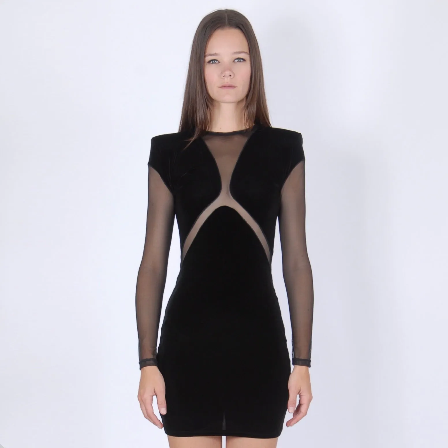 BLACK VELVET BOOMERANG DRESS