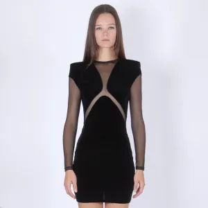 BLACK VELVET BOOMERANG DRESS