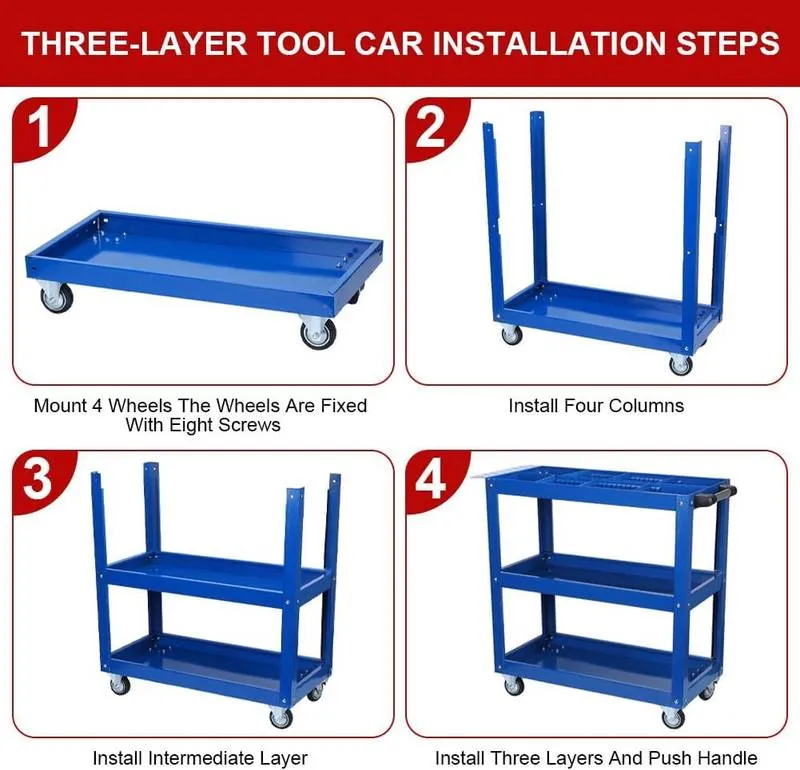 Blue Rolling Tool Cart - Heavy Duty & Lockable!