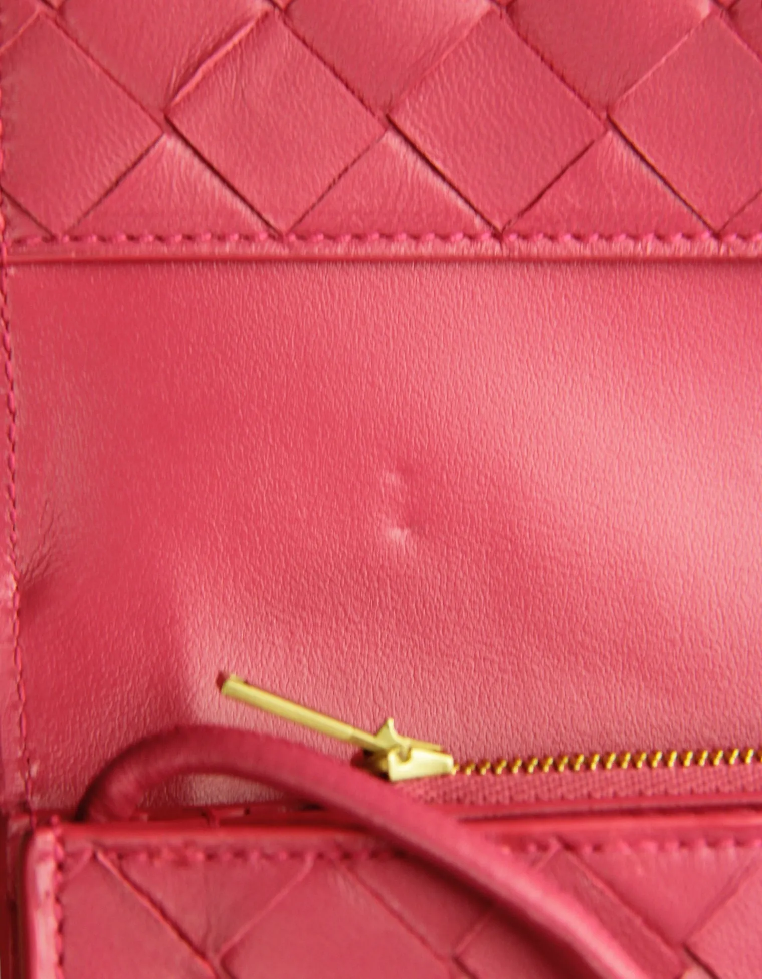 Bottega Veneta Pink Intrecciato Woven Leather Wallet on Strap
