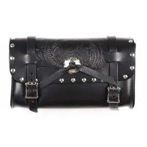 BP40R - Small Studded Tool Pouch w/ Laced Concho- Eagle Head w/ Scroll