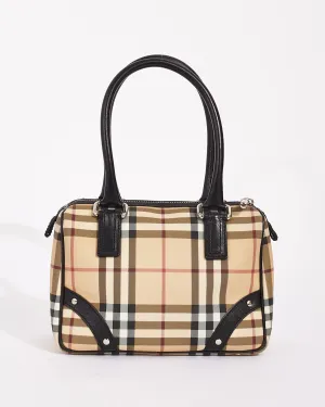 Burberry Beige Nova Check Coated Canvas Small Top Handle Bowling Bag