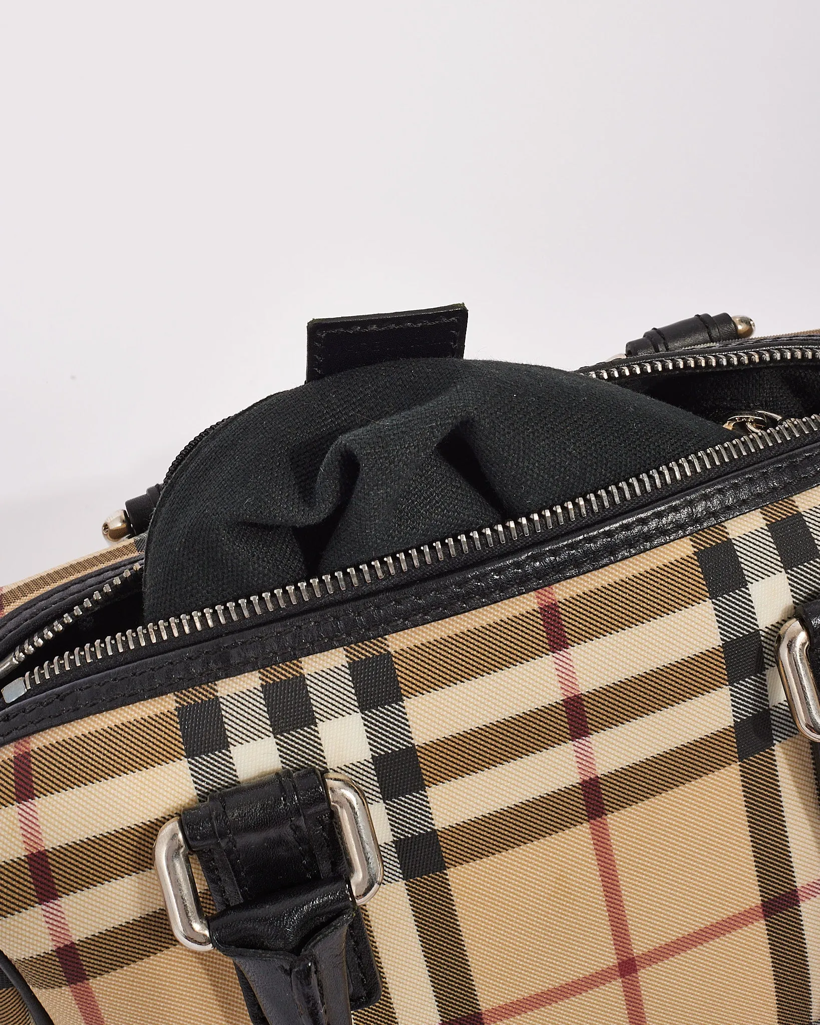 Burberry Beige Nova Check Coated Canvas Small Top Handle Bowling Bag