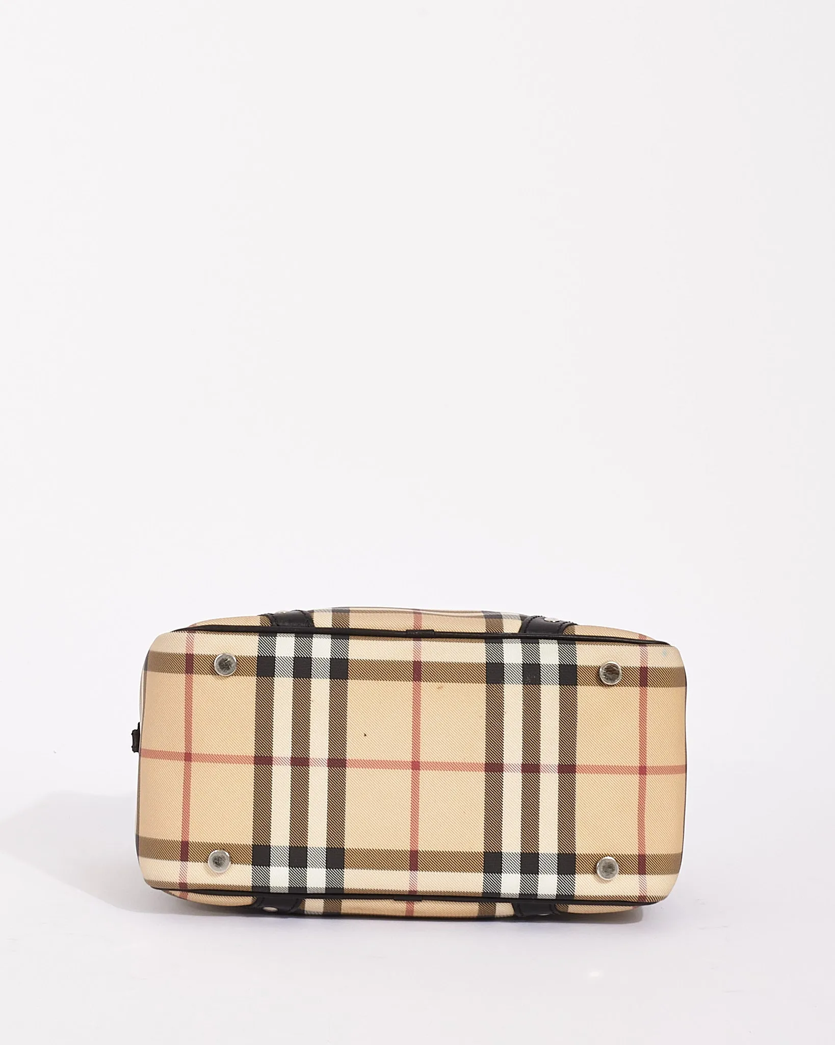 Burberry Beige Nova Check Coated Canvas Small Top Handle Bowling Bag