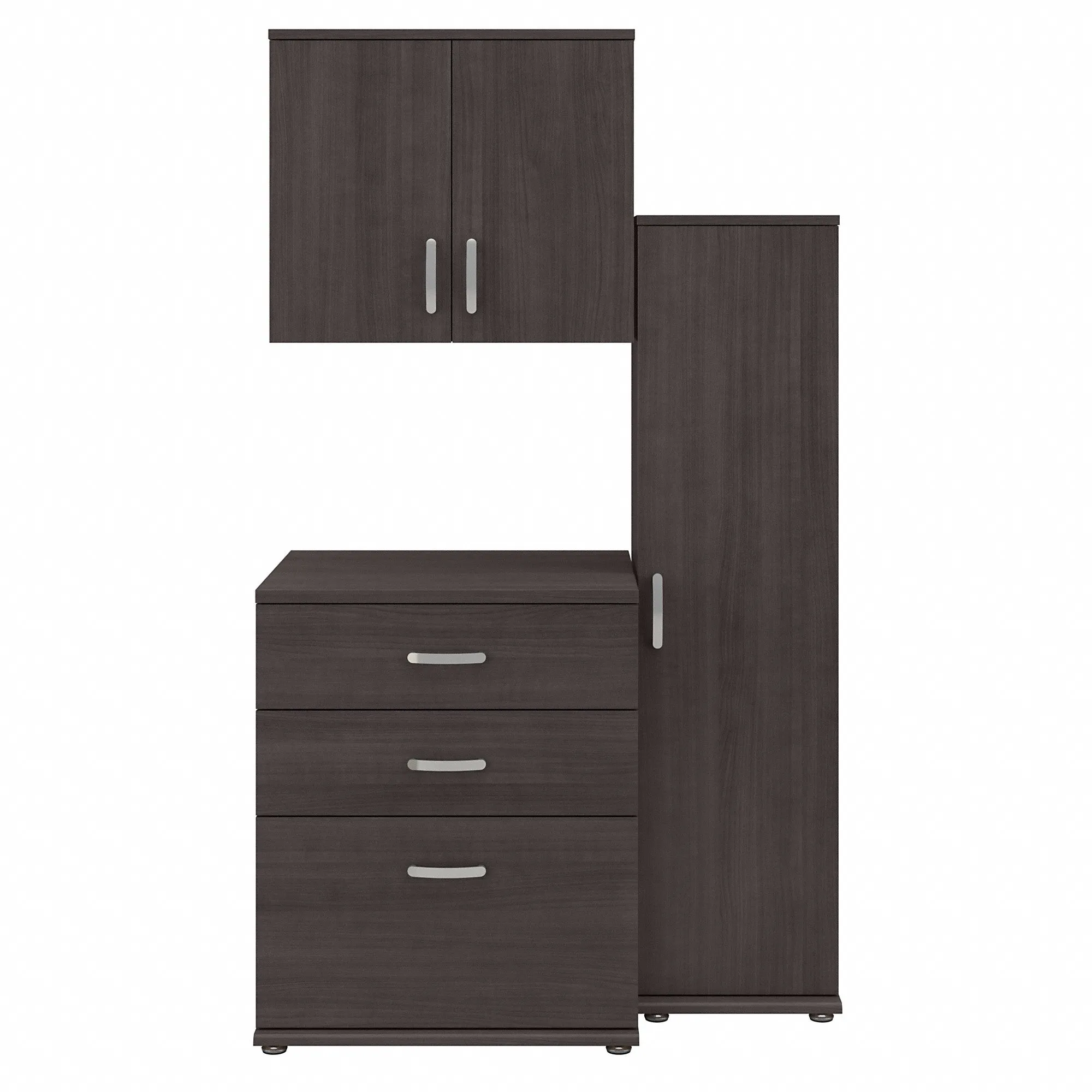 Bush Business Furniture Universal 3 Piece Modular Garage Storage Set with Floor and Wall Cabinets
