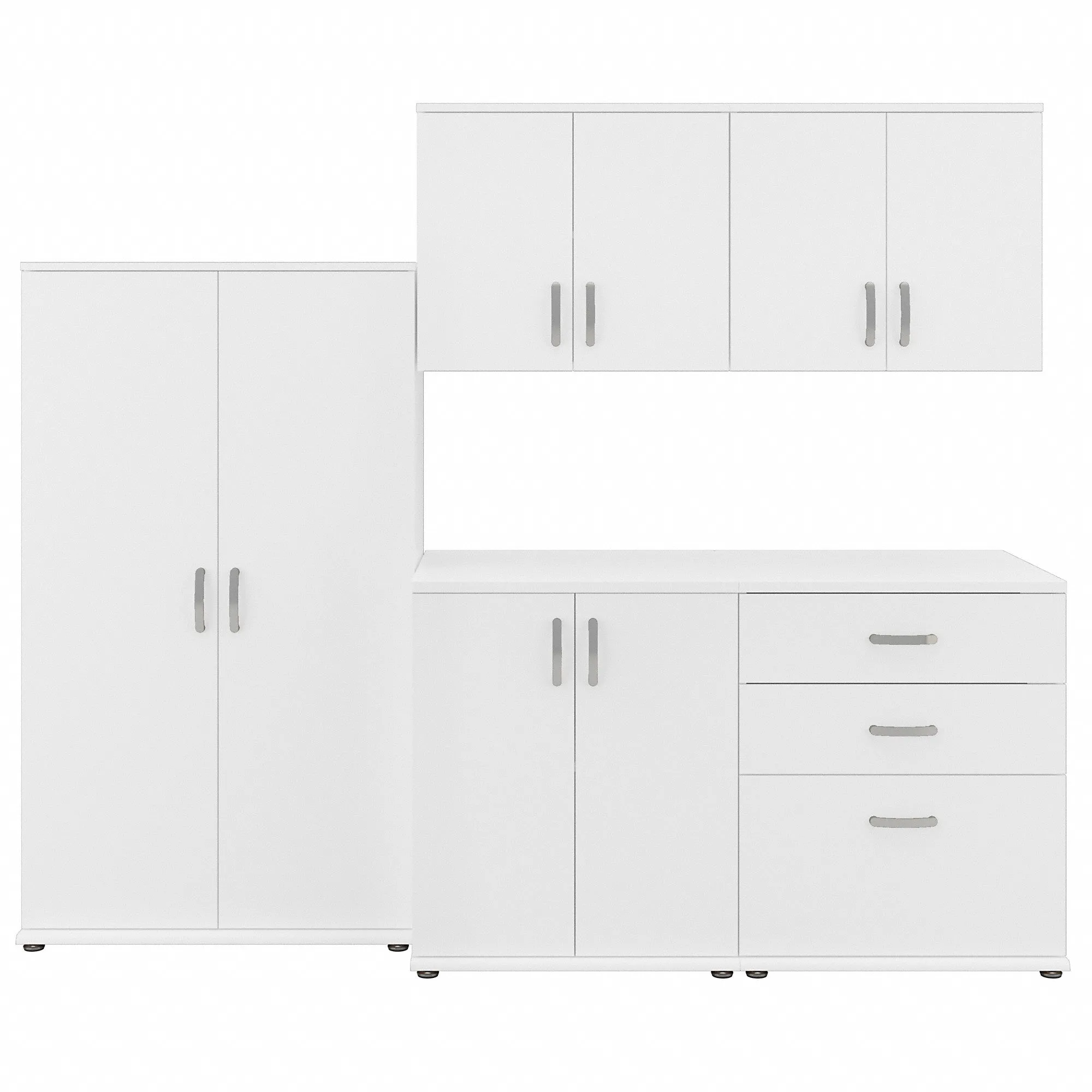 Bush Business Furniture Universal 5 Piece Modular Garage Storage Set with Floor and Wall Cabinets