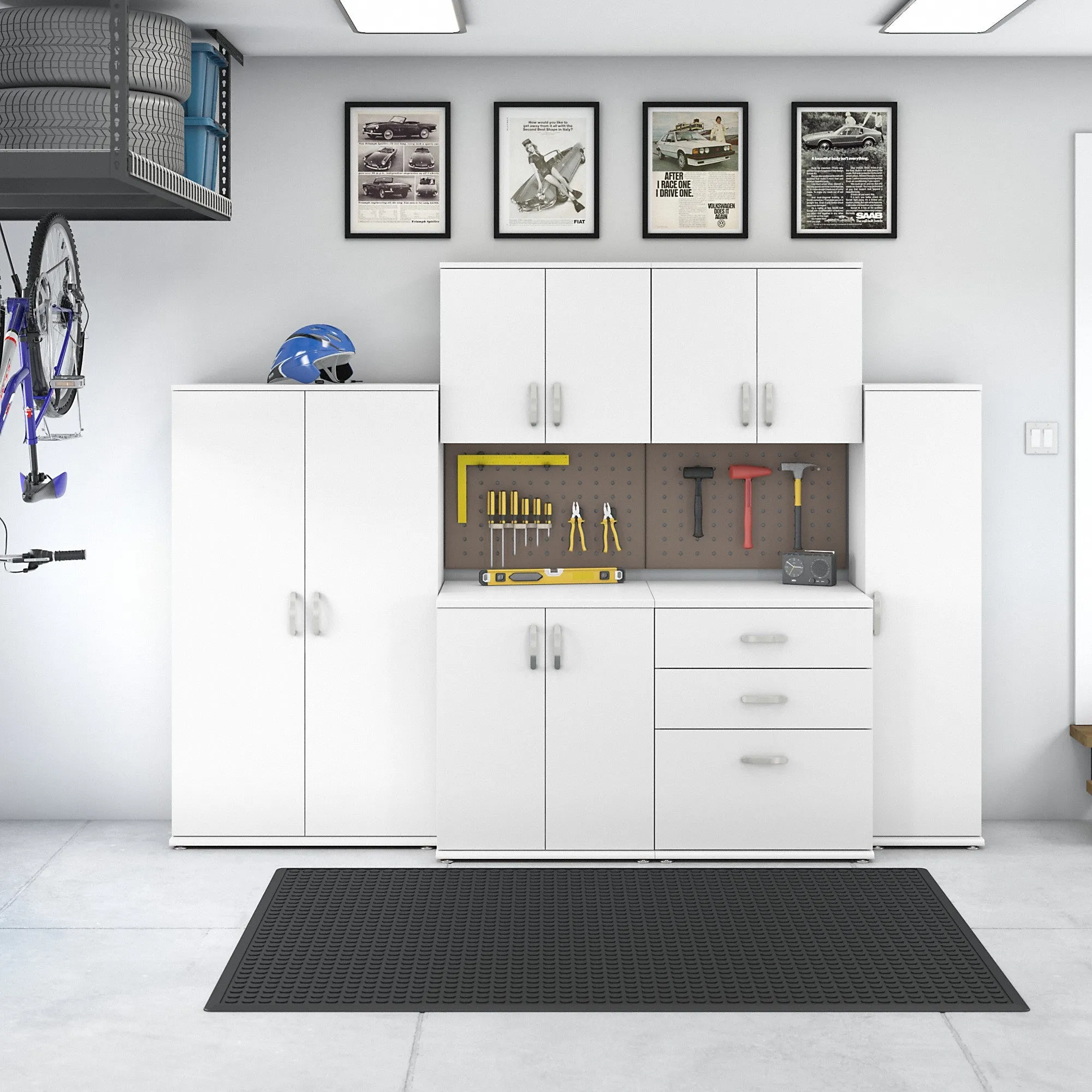 Bush Business Furniture Universal 6 Piece Modular Garage Storage Set with Floor and Wall Cabinets