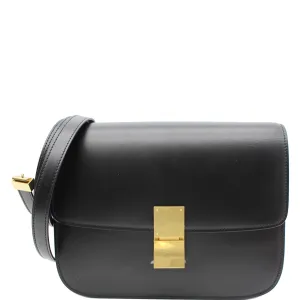 CELINE Classic Box Medium Calfskin Leather Crossbody Bag Black - 10% OFF