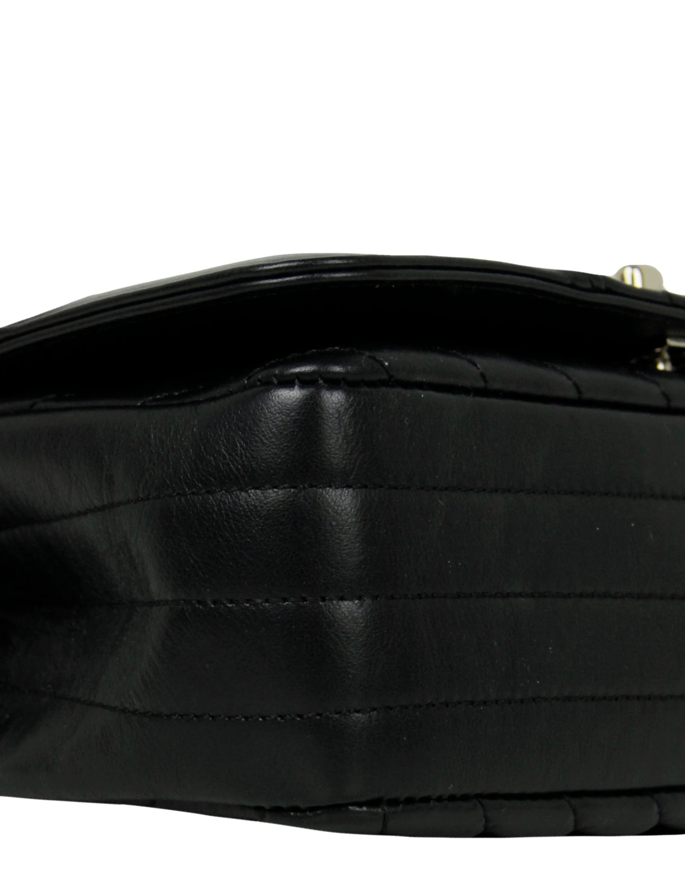 Chanel Black Lambskin Chevron Mini Statement Flap Bag