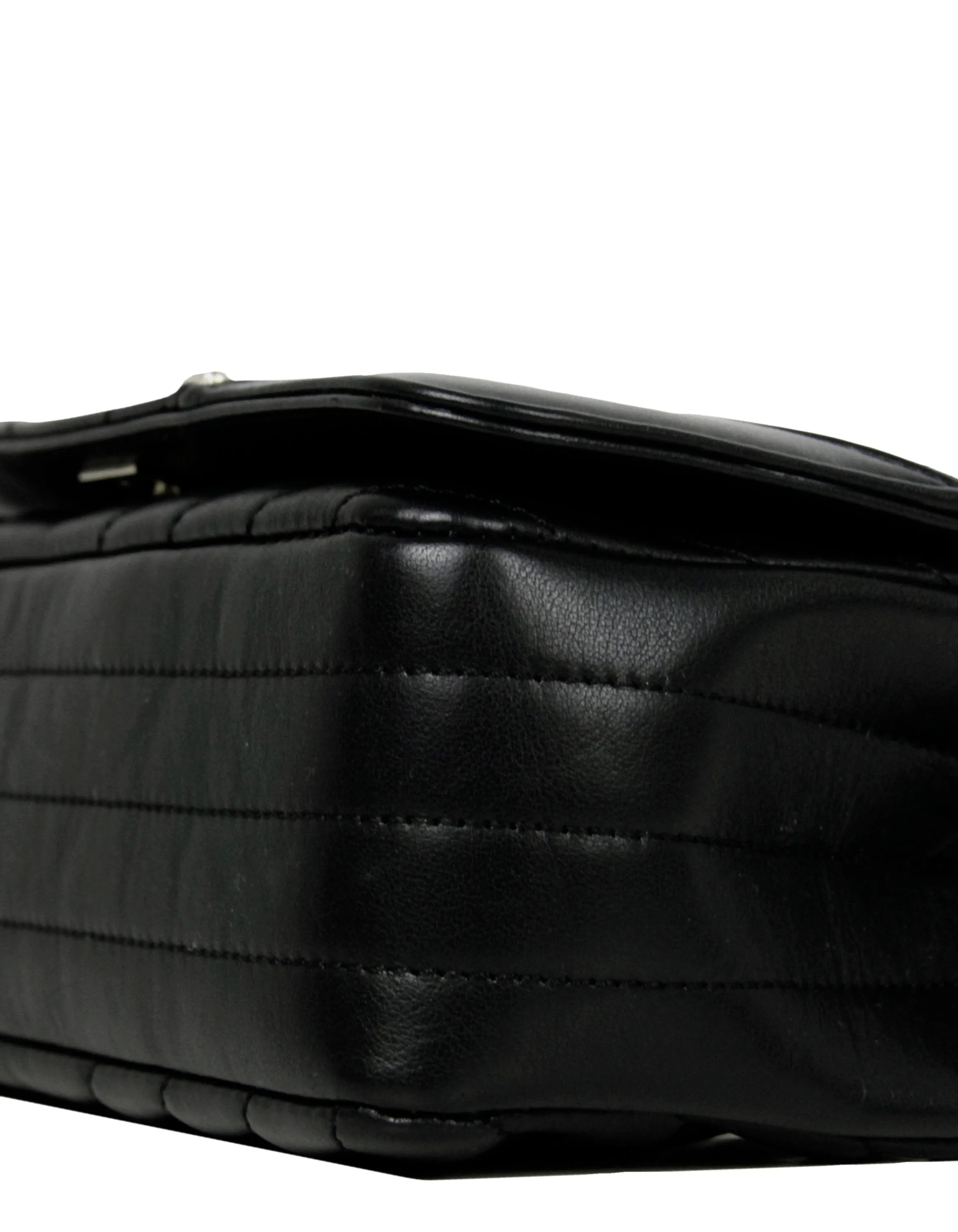 Chanel Black Lambskin Chevron Mini Statement Flap Bag