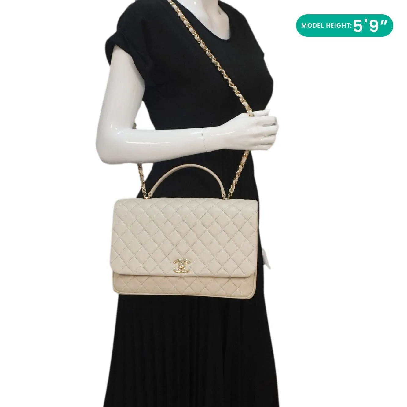 CHANEL Citizen Chic Flap Medium Quilted Leather Crossbody Bag White
