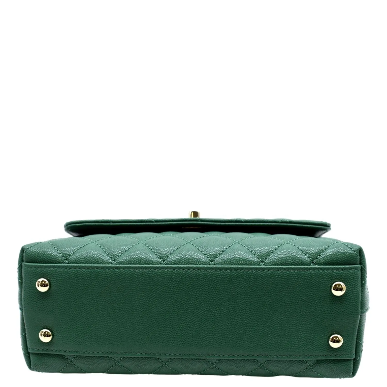 CHANEL Coco Mini Top Handle Caviar Leather Shoulder Bag Green
