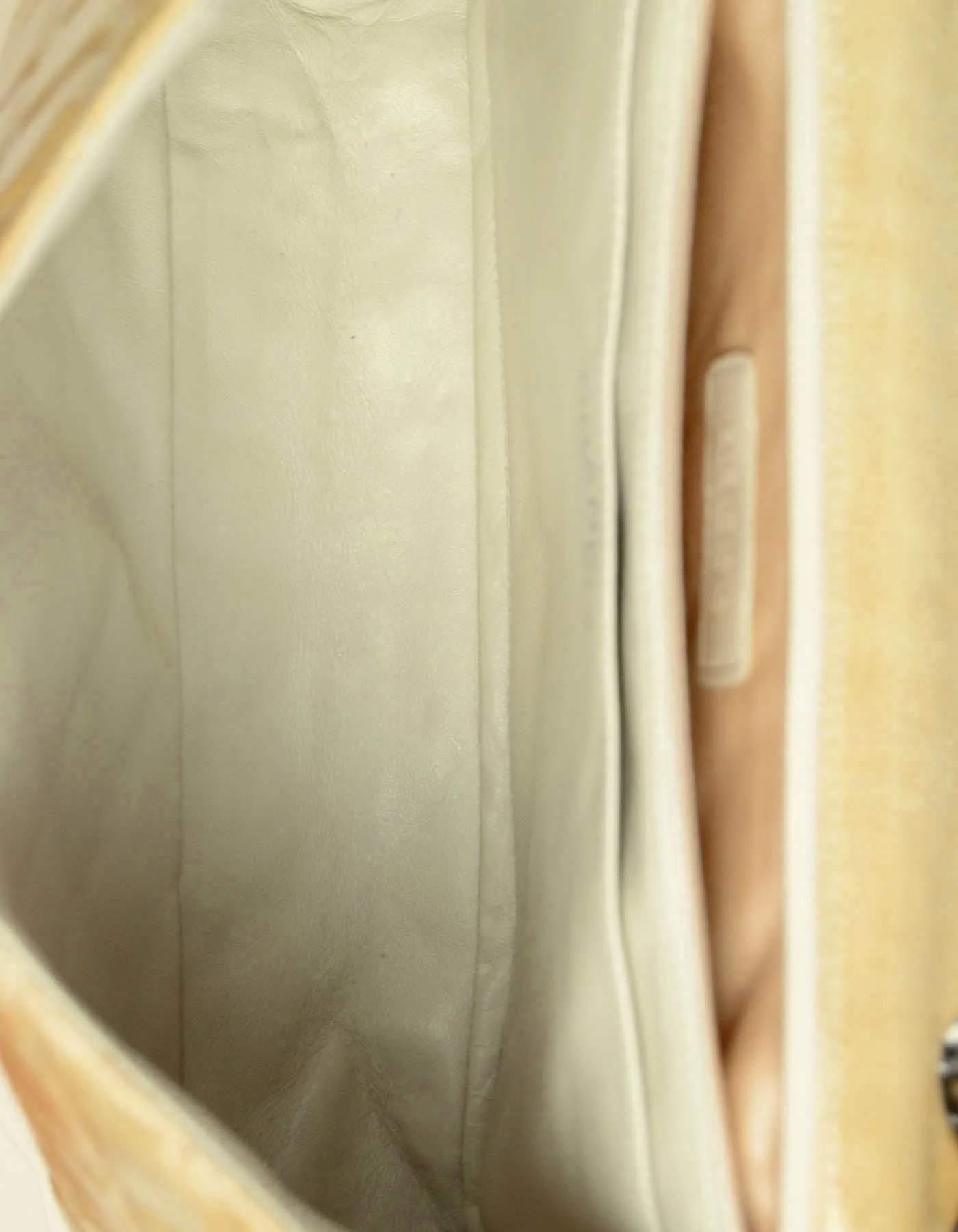 Chanel Cream Crumpled Patent Quilted Single Flap Jumbo Classic Bag