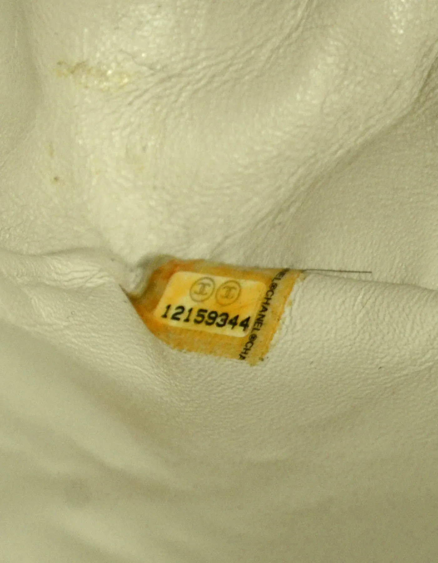 Chanel Cream Crumpled Patent Quilted Single Flap Jumbo Classic Bag