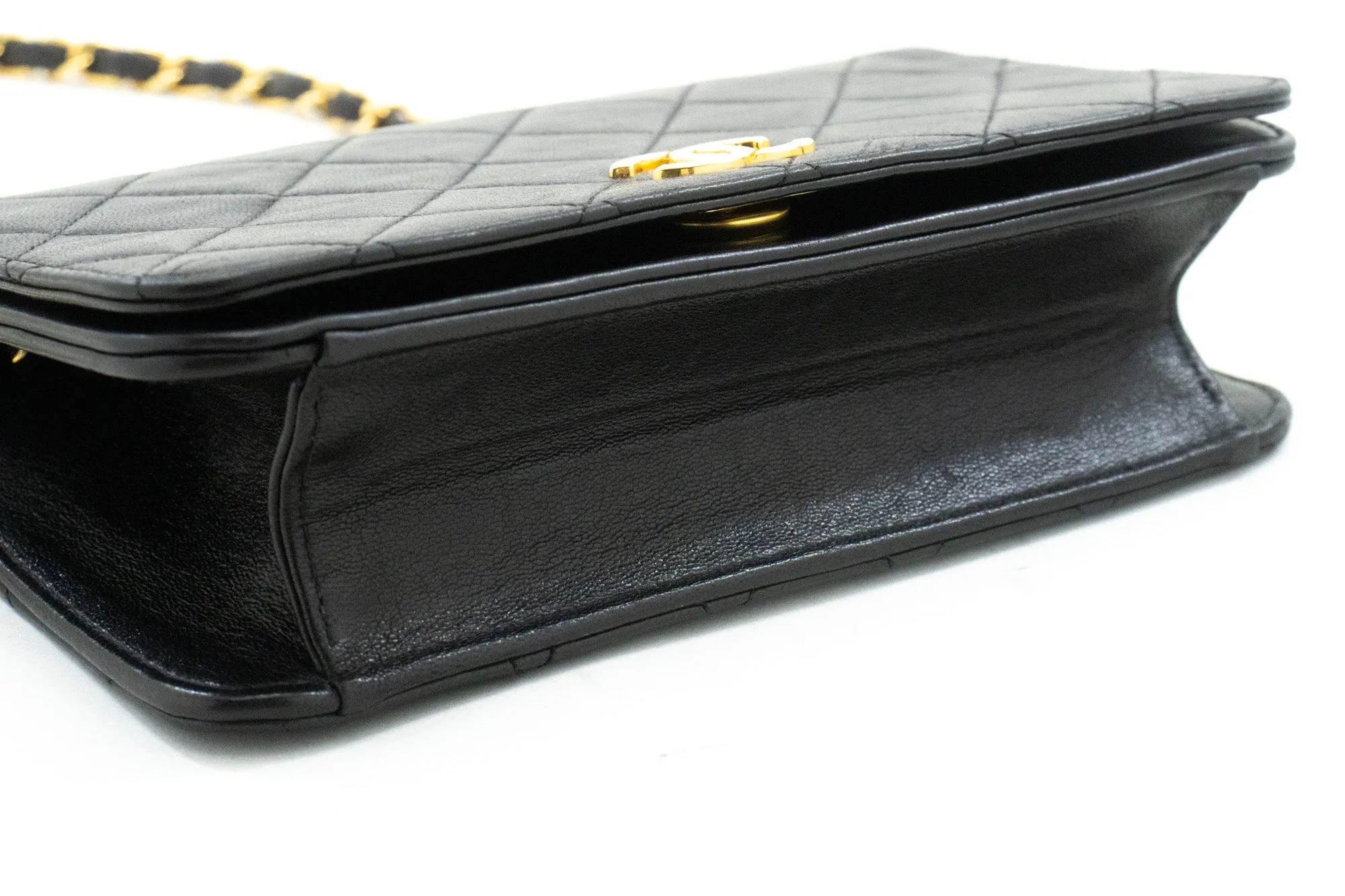 CHANEL Full Flap Chain Shoulder Bag Clutch Black Quilted Lambskin m96