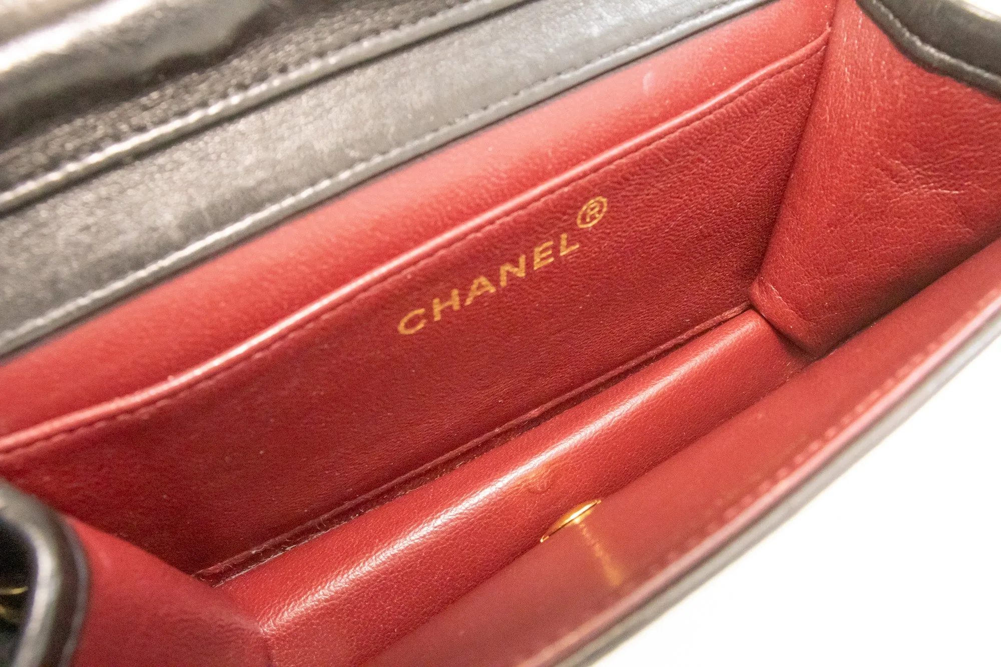 CHANEL Full Flap Chain Shoulder Bag Clutch Black Quilted Lambskin m96