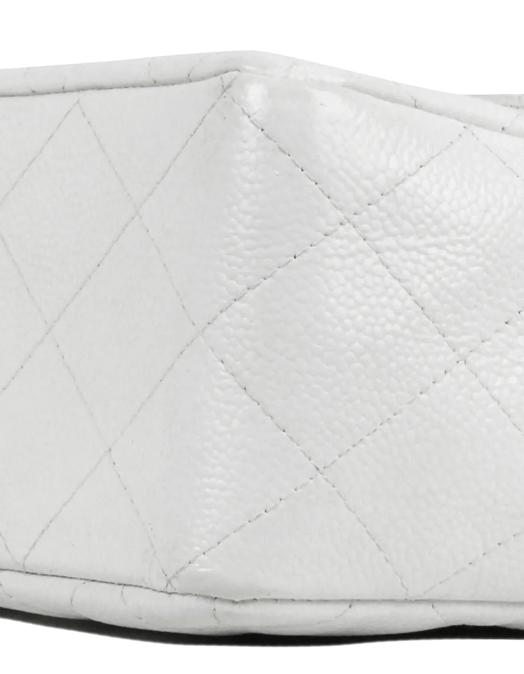 Chanel White Caviar Leather Quilted Single Flap Jumbo Classic Bag