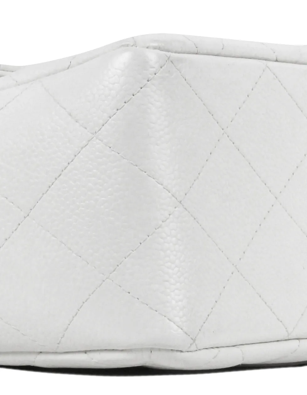 Chanel White Caviar Leather Quilted Single Flap Jumbo Classic Bag
