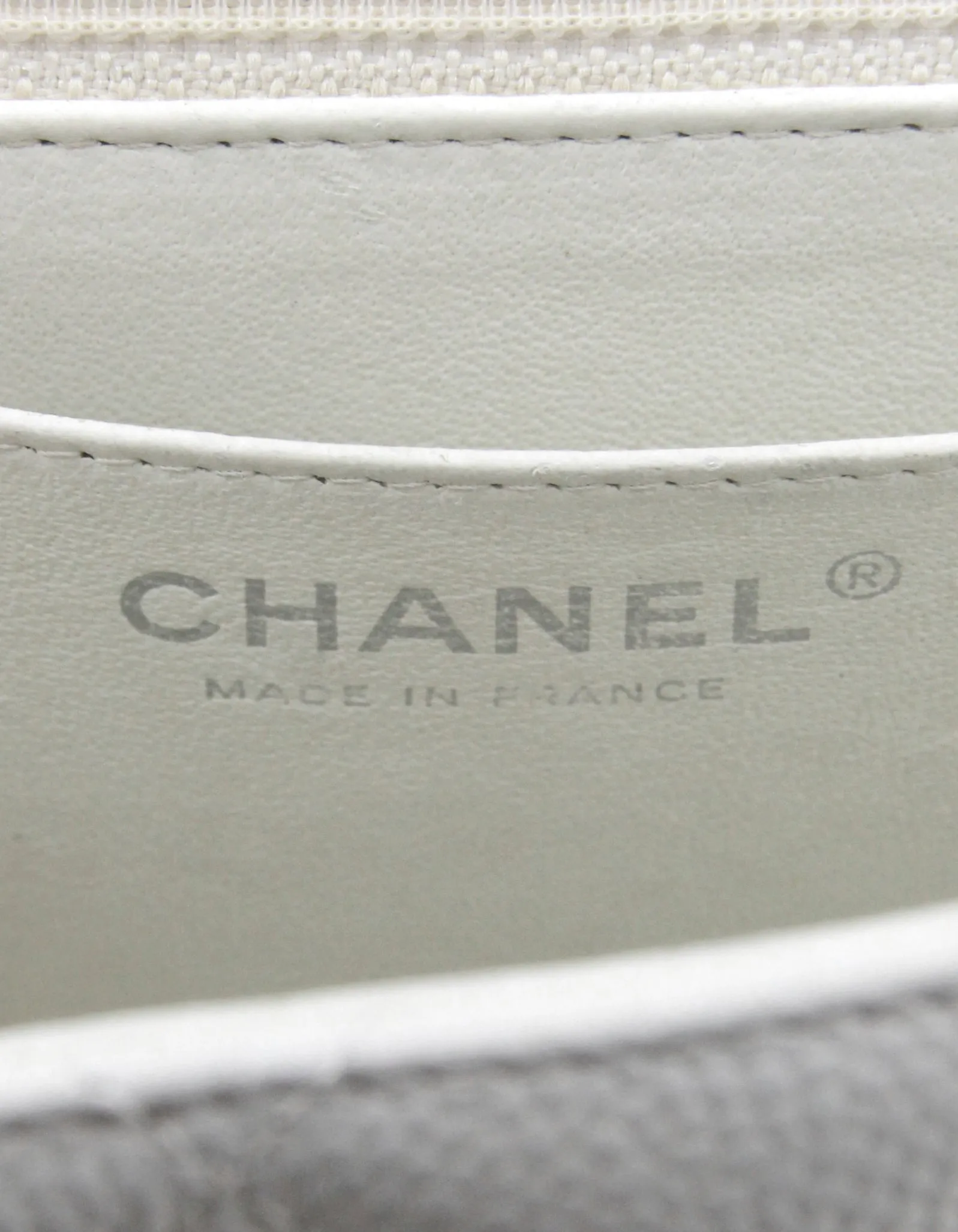 Chanel White Caviar Leather Quilted Single Flap Jumbo Classic Bag