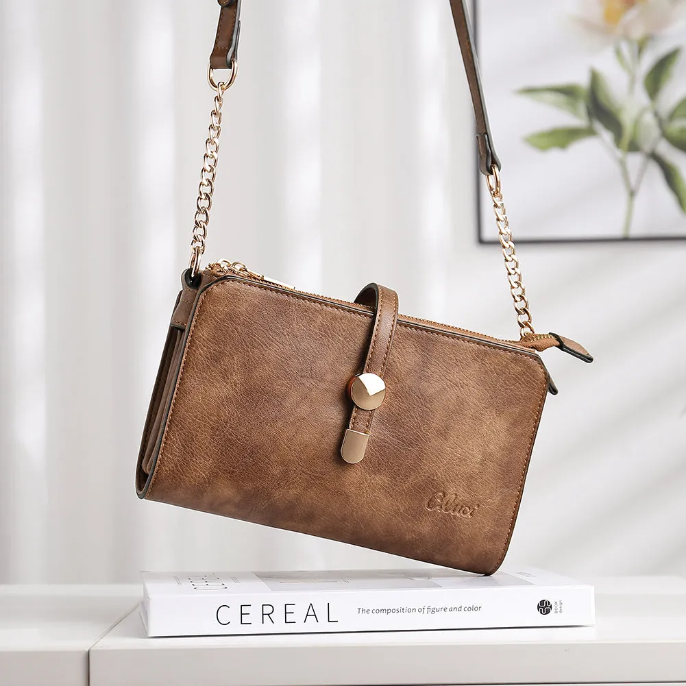 CLUCI Leather Crossbody Bags for Women Small Vintage Shoulder Purses Fashion Travel Bag with Adjustable Strap