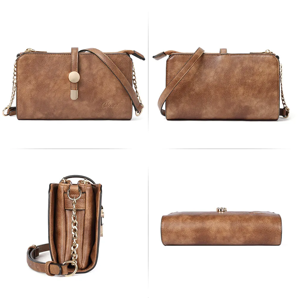 CLUCI Leather Crossbody Bags for Women Small Vintage Shoulder Purses Fashion Travel Bag with Adjustable Strap