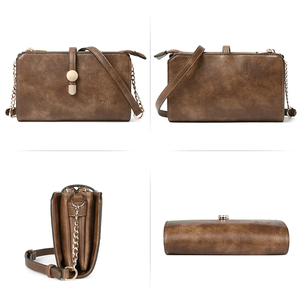 CLUCI Leather Crossbody Bags for Women Small Vintage Shoulder Purses Fashion Travel Bag with Adjustable Strap
