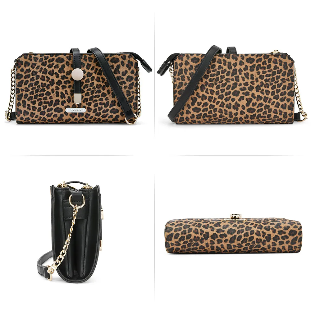 CLUCI Leather Crossbody Bags for Women Small Vintage Shoulder Purses Fashion Travel Bag with Adjustable Strap