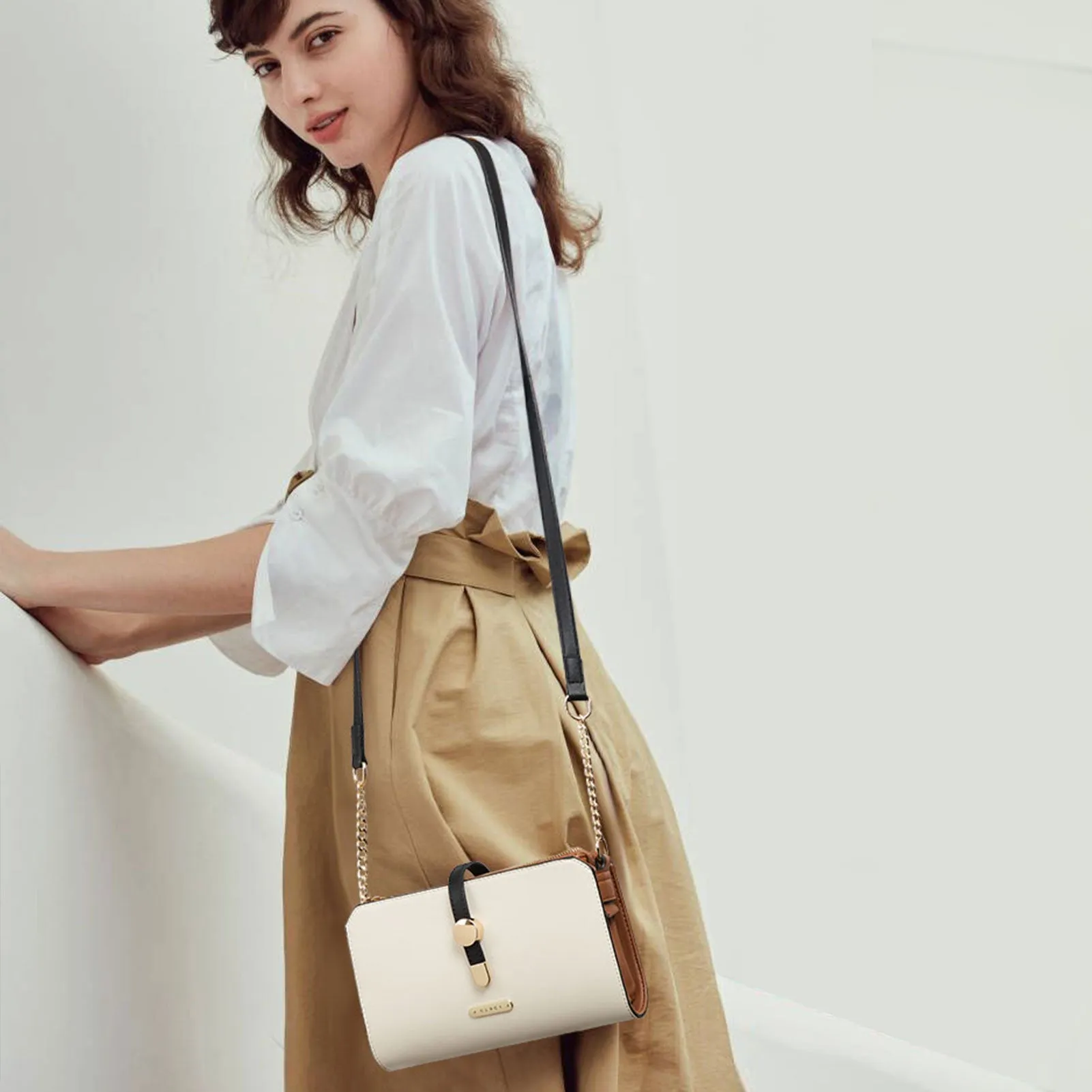 CLUCI Leather Crossbody Bags for Women Small Vintage Shoulder Purses Fashion Travel Bag with Adjustable Strap