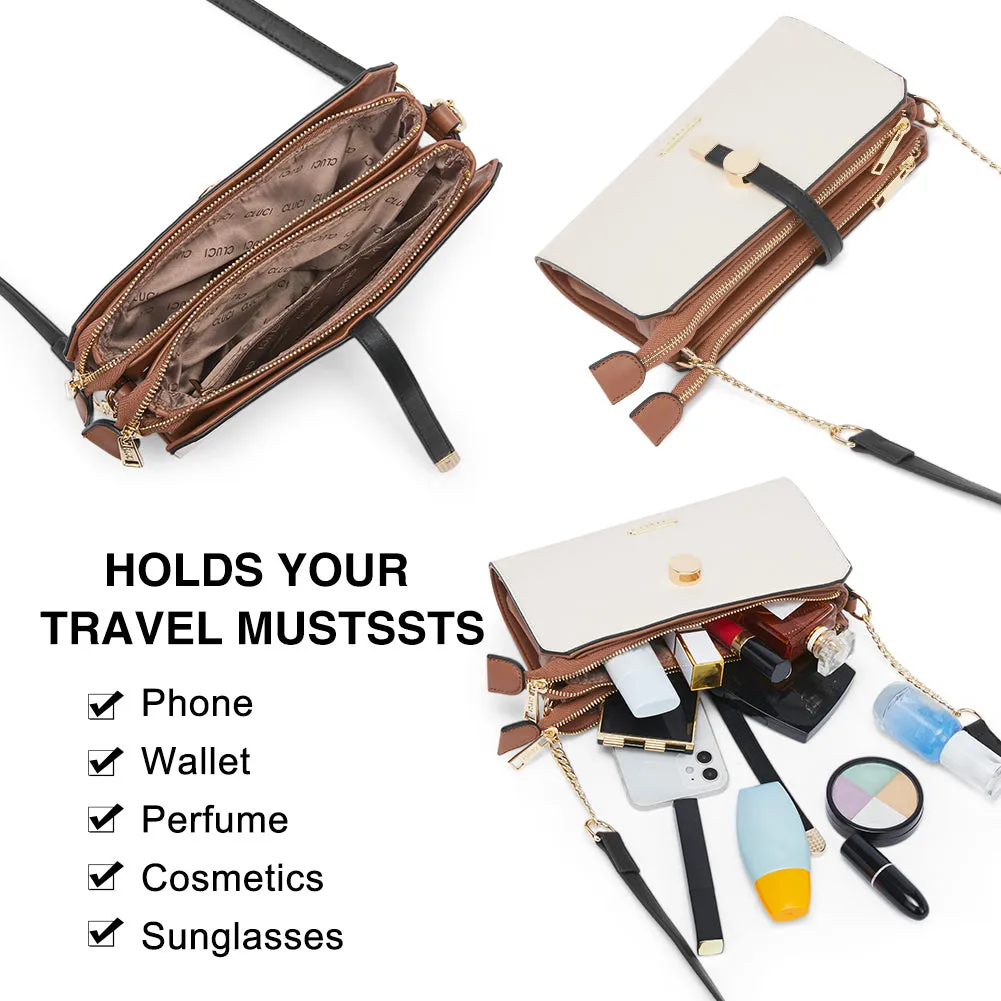 CLUCI Leather Crossbody Bags for Women Small Vintage Shoulder Purses Fashion Travel Bag with Adjustable Strap