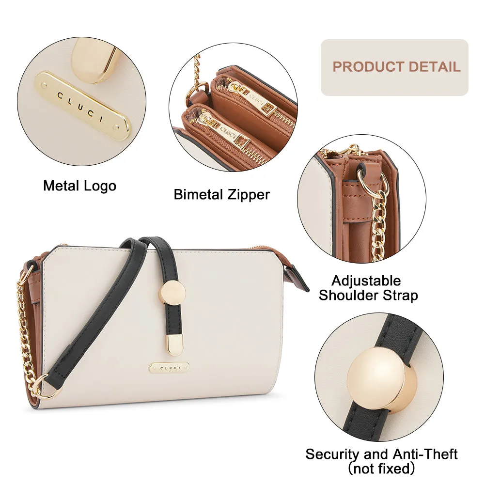 CLUCI Leather Crossbody Bags for Women Small Vintage Shoulder Purses Fashion Travel Bag with Adjustable Strap