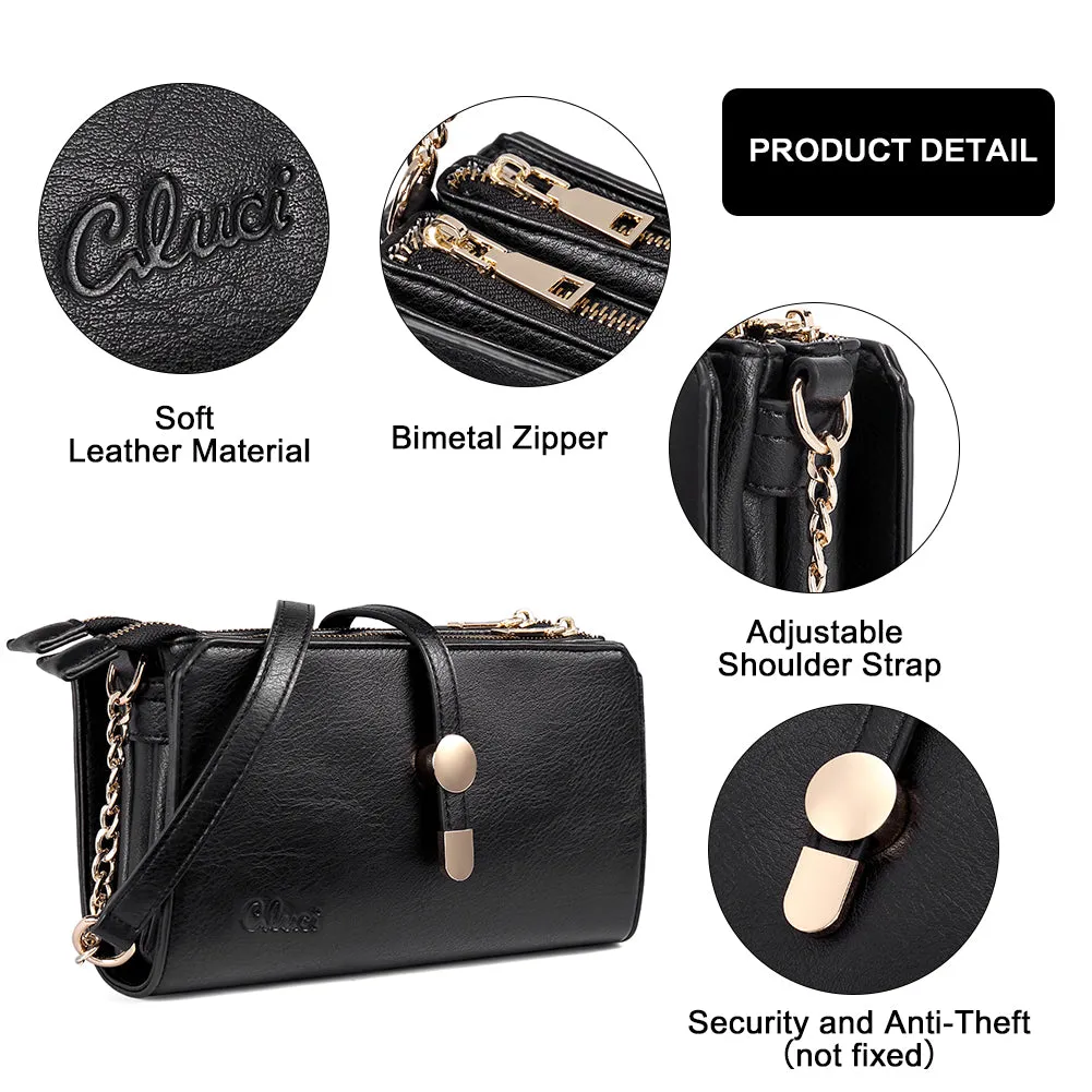 CLUCI Leather Crossbody Bags for Women Small Vintage Shoulder Purses Fashion Travel Bag with Adjustable Strap