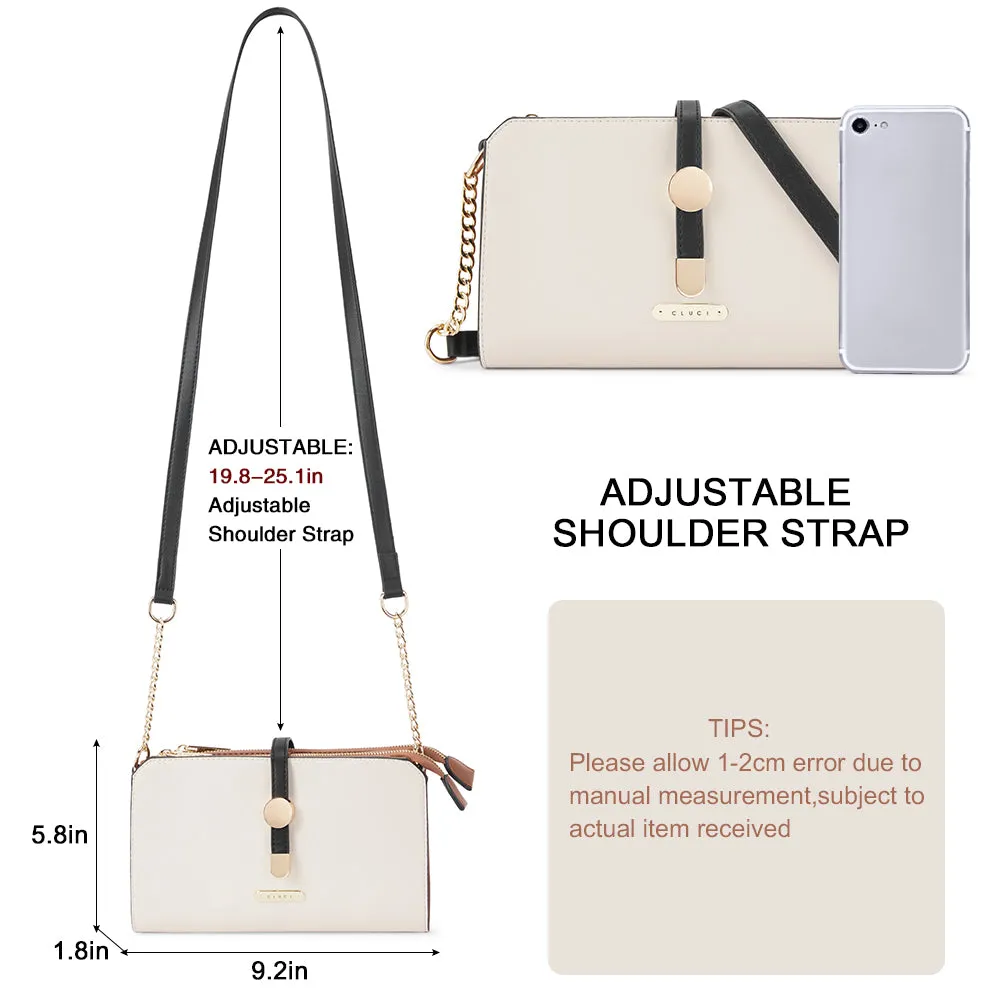 CLUCI Leather Crossbody Bags for Women Small Vintage Shoulder Purses Fashion Travel Bag with Adjustable Strap
