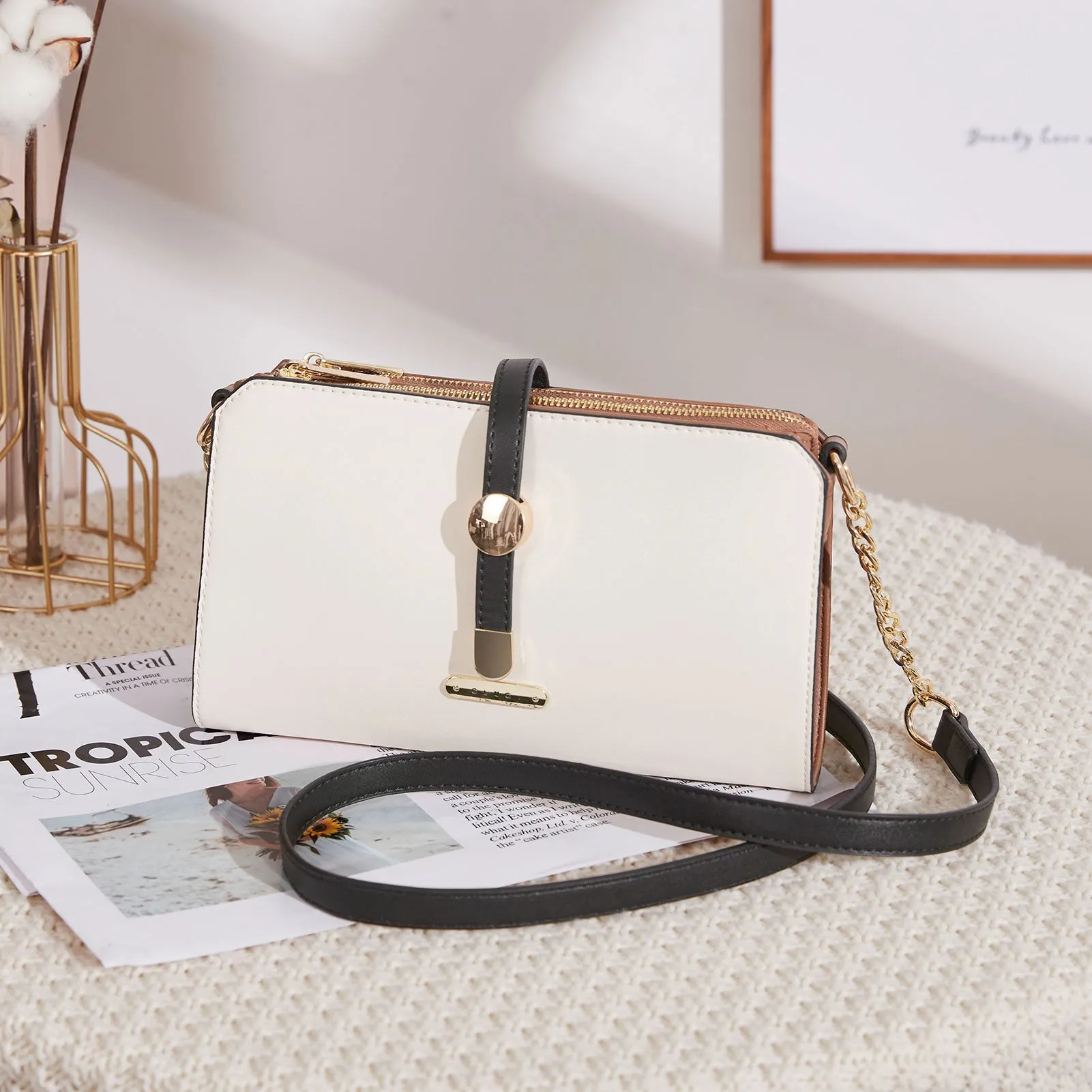 CLUCI Leather Crossbody Bags for Women Small Vintage Shoulder Purses Fashion Travel Bag with Adjustable Strap