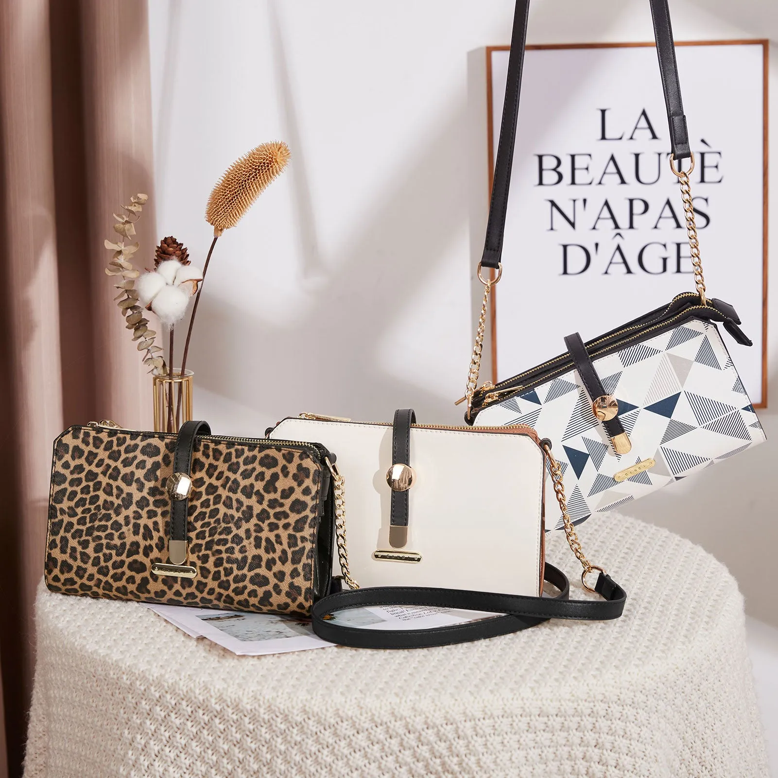 CLUCI Leather Crossbody Bags for Women Small Vintage Shoulder Purses Fashion Travel Bag with Adjustable Strap