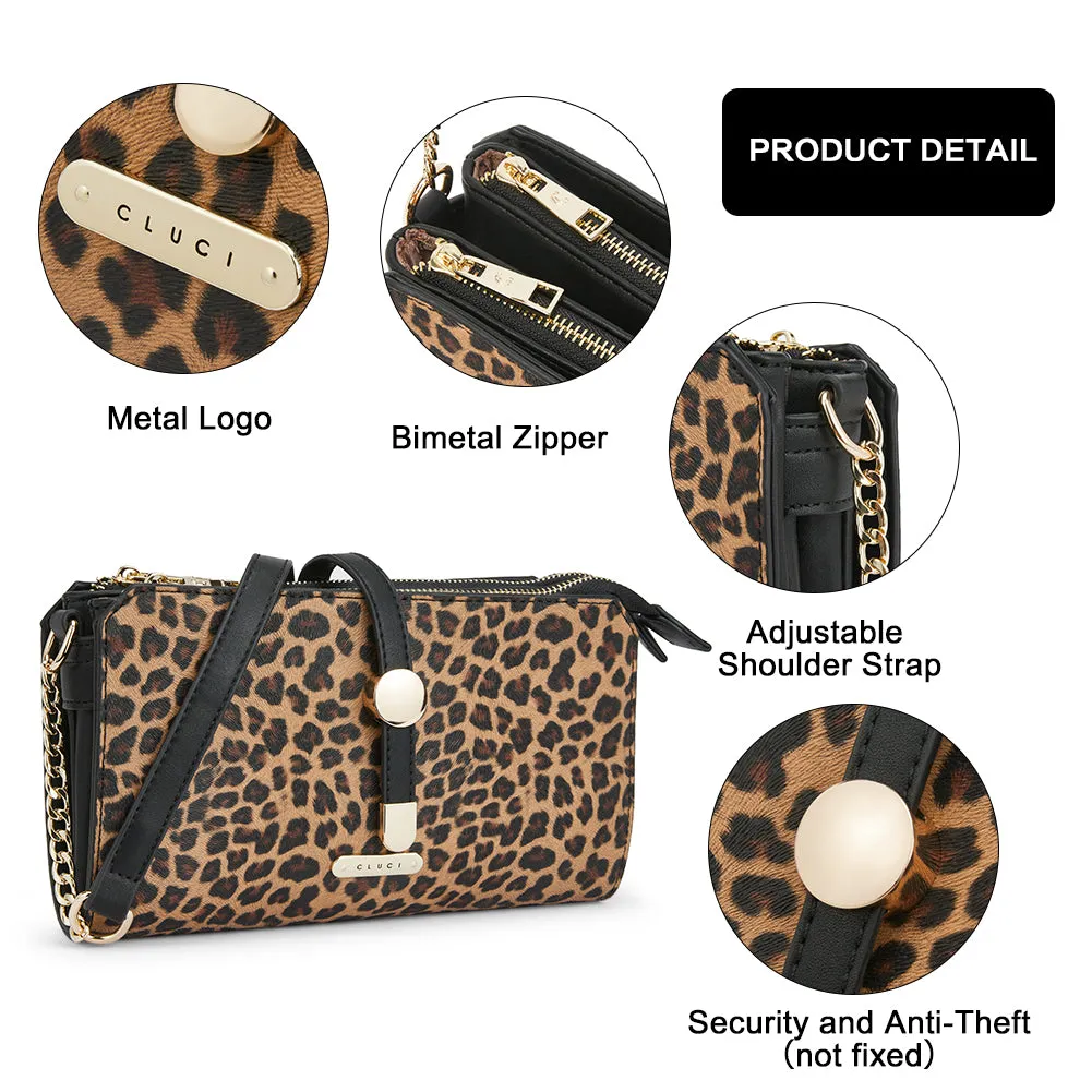 CLUCI Leather Crossbody Bags for Women Small Vintage Shoulder Purses Fashion Travel Bag with Adjustable Strap