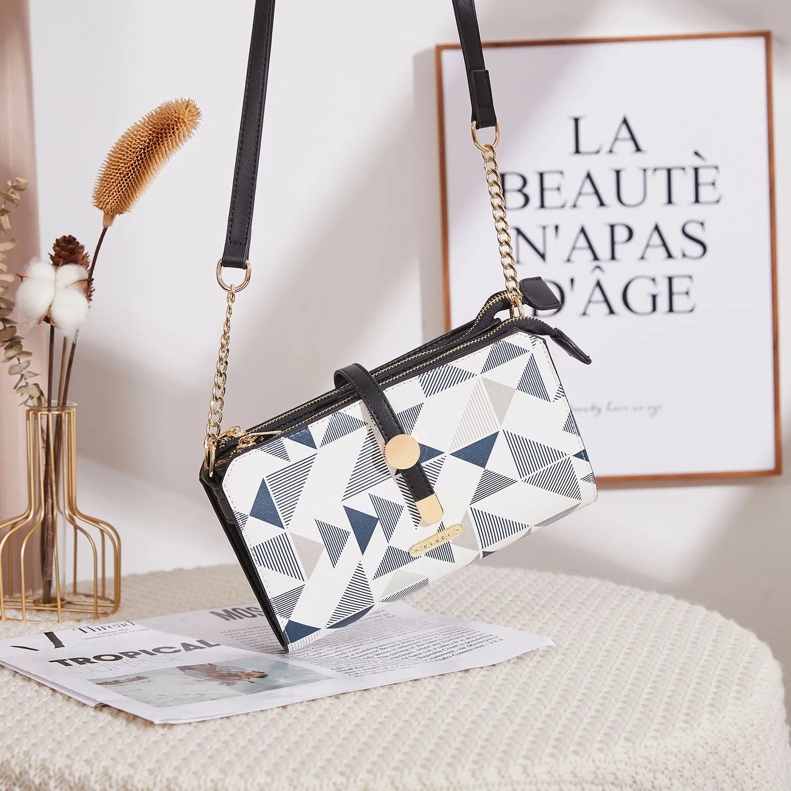 CLUCI Leather Crossbody Bags for Women Small Vintage Shoulder Purses Fashion Travel Bag with Adjustable Strap
