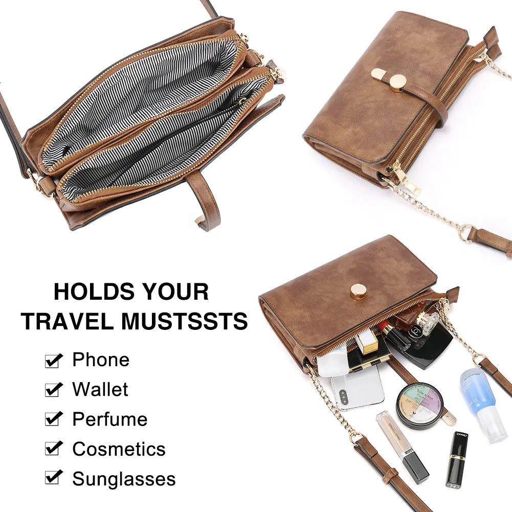 CLUCI Leather Crossbody Bags for Women Small Vintage Shoulder Purses Fashion Travel Bag with Adjustable Strap