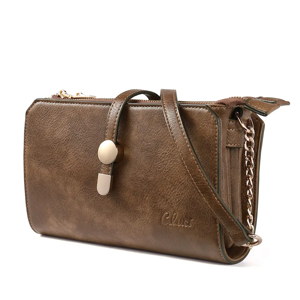 CLUCI Leather Crossbody Bags for Women Small Vintage Shoulder Purses Fashion Travel Bag with Adjustable Strap