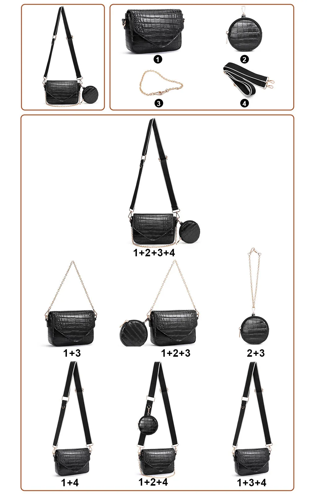 CLUCI Small Crossbody Bags for Women Leather with Coin Purse Fashion Travel Adjustable Shoulder Bag