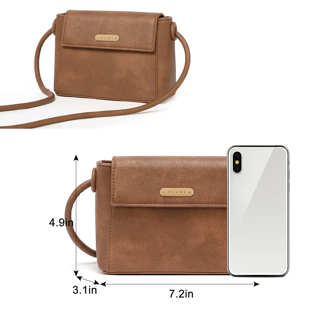 CLUCI Small Crossbody Bags for Women Vegan Leather Flap Fashion Ladies Travel Shoulder Purse with Adjustable Strap