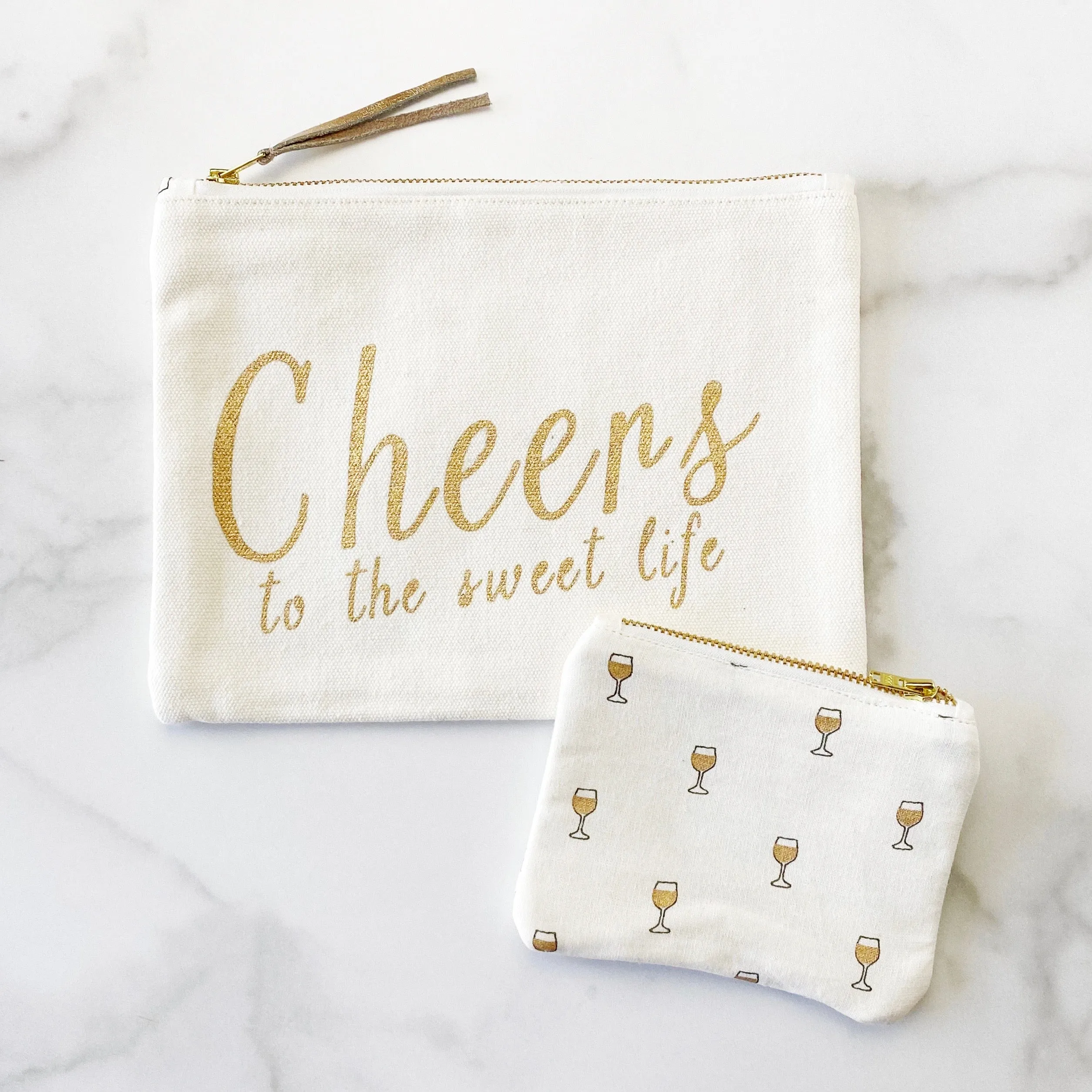 Coin Purse - Gold Wine Glasses