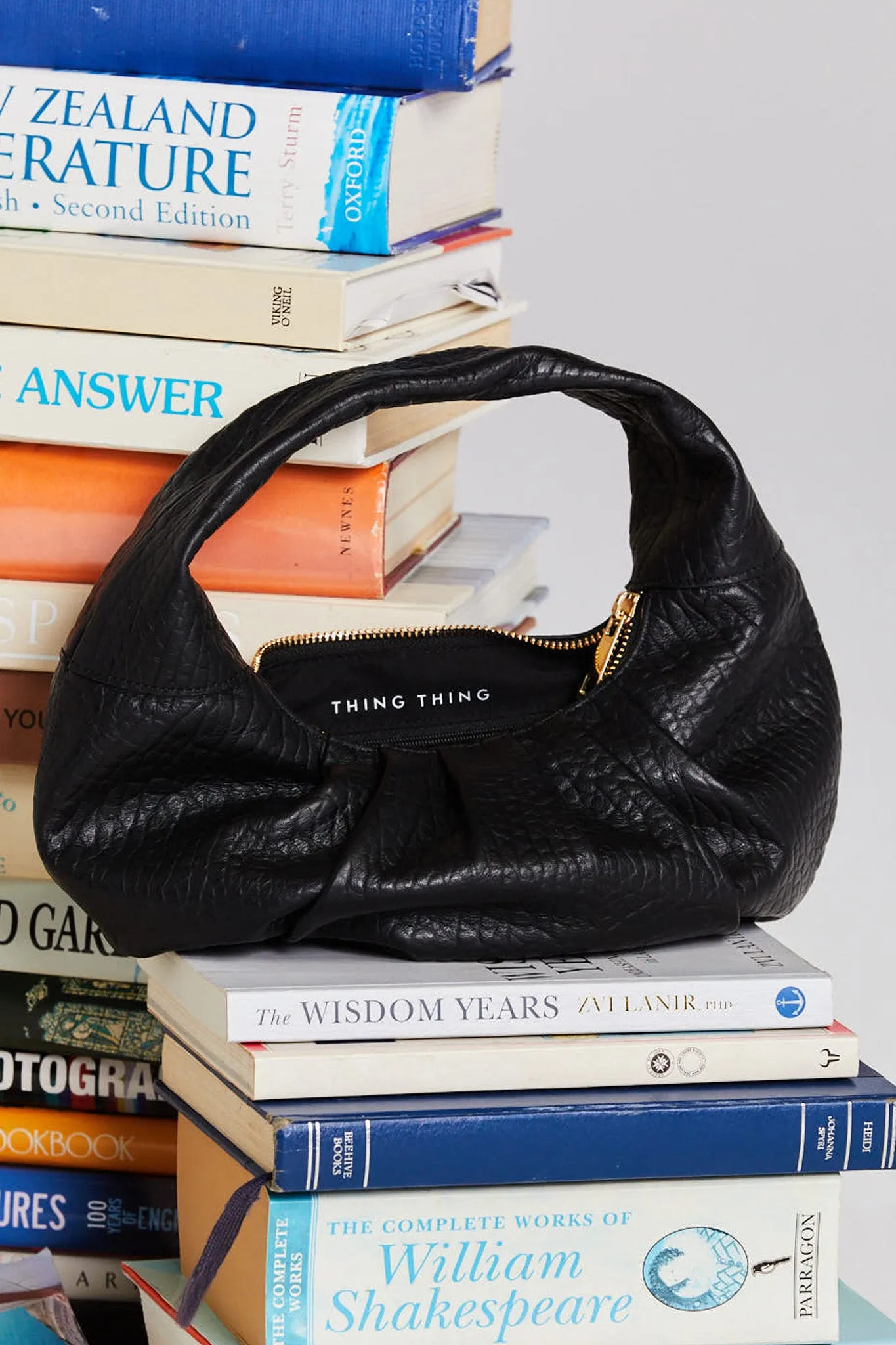 CRYSTAL BAG - BLACK BUBBLE LEATHER