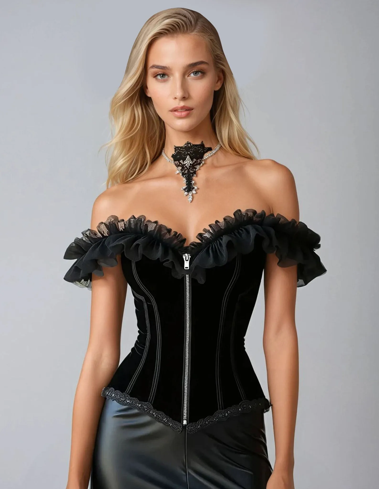 Dana Off Shoulder Velvet Corset